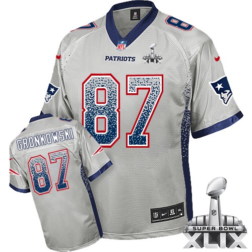 Youth Elite Rob Gronkowski Super Bowl XLIX Nike Jersey Grey - #87 Drift Fashion NFL New England Patriots